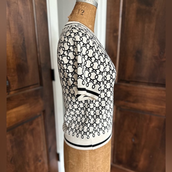 Adrianna Papell Patterned Knit Short-sleeve Top Women’s M - Picture 2 of 5